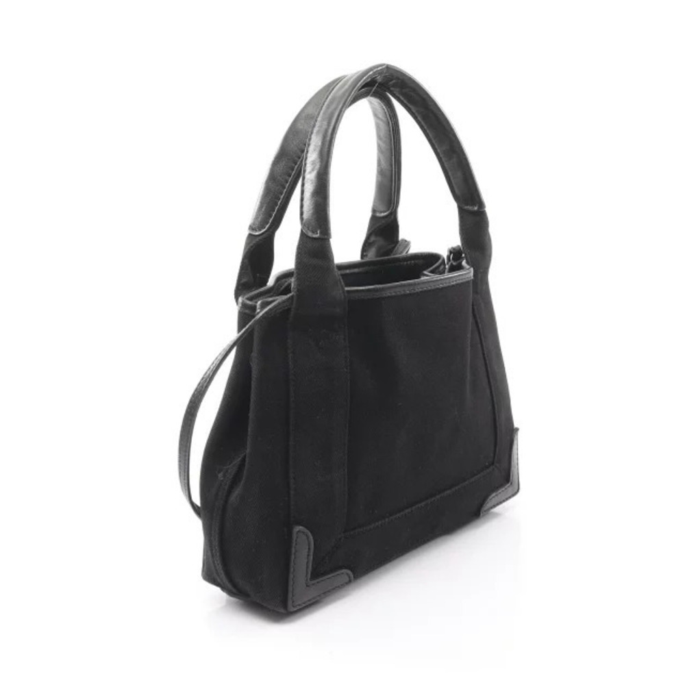 Balenciaga Blue Canvas Black Handbag Cabas Leather Navy Blue Black